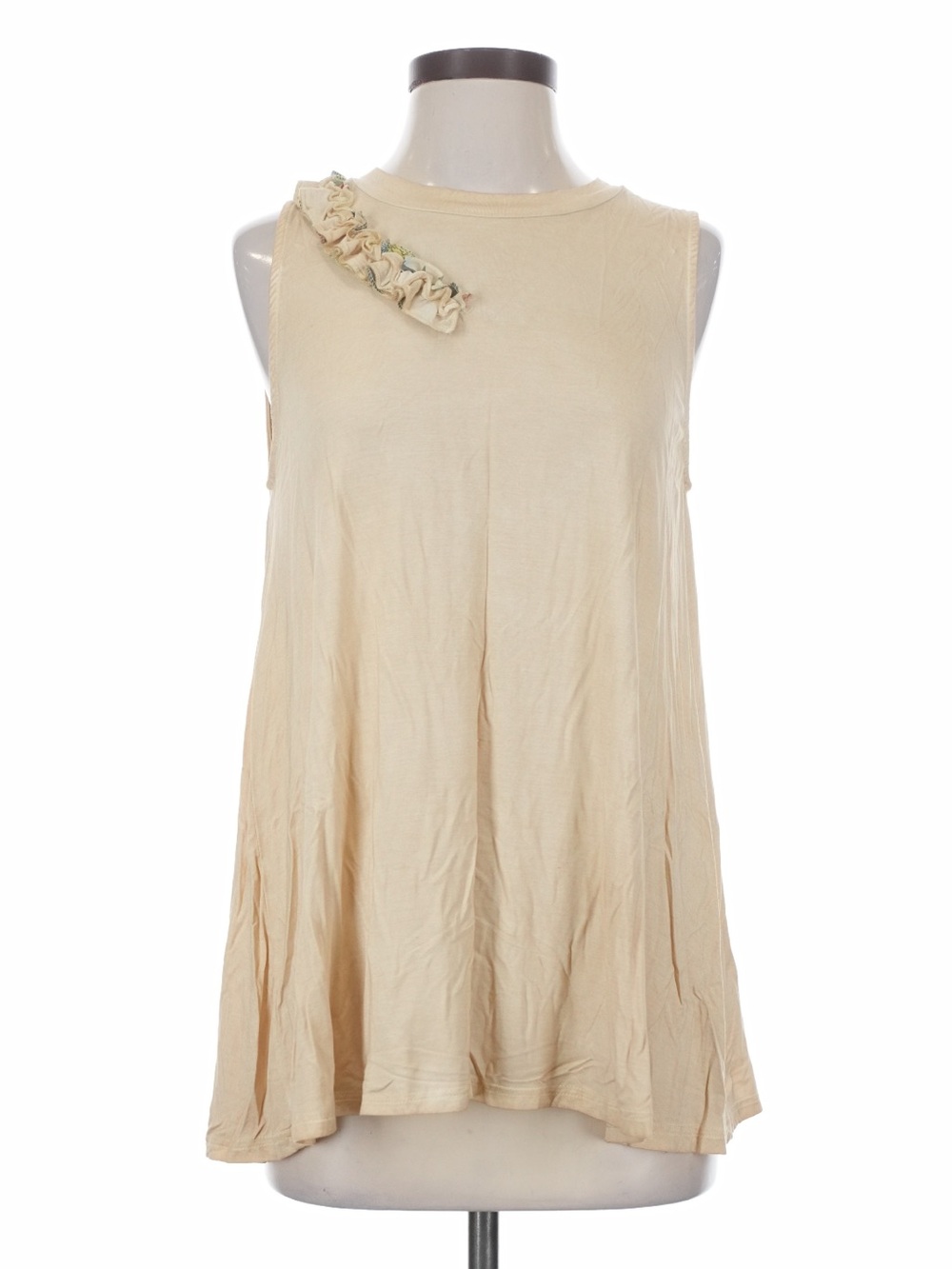 NWT: POL Cream Shoulder Ruffle Flowy Boho Tank Top• Small